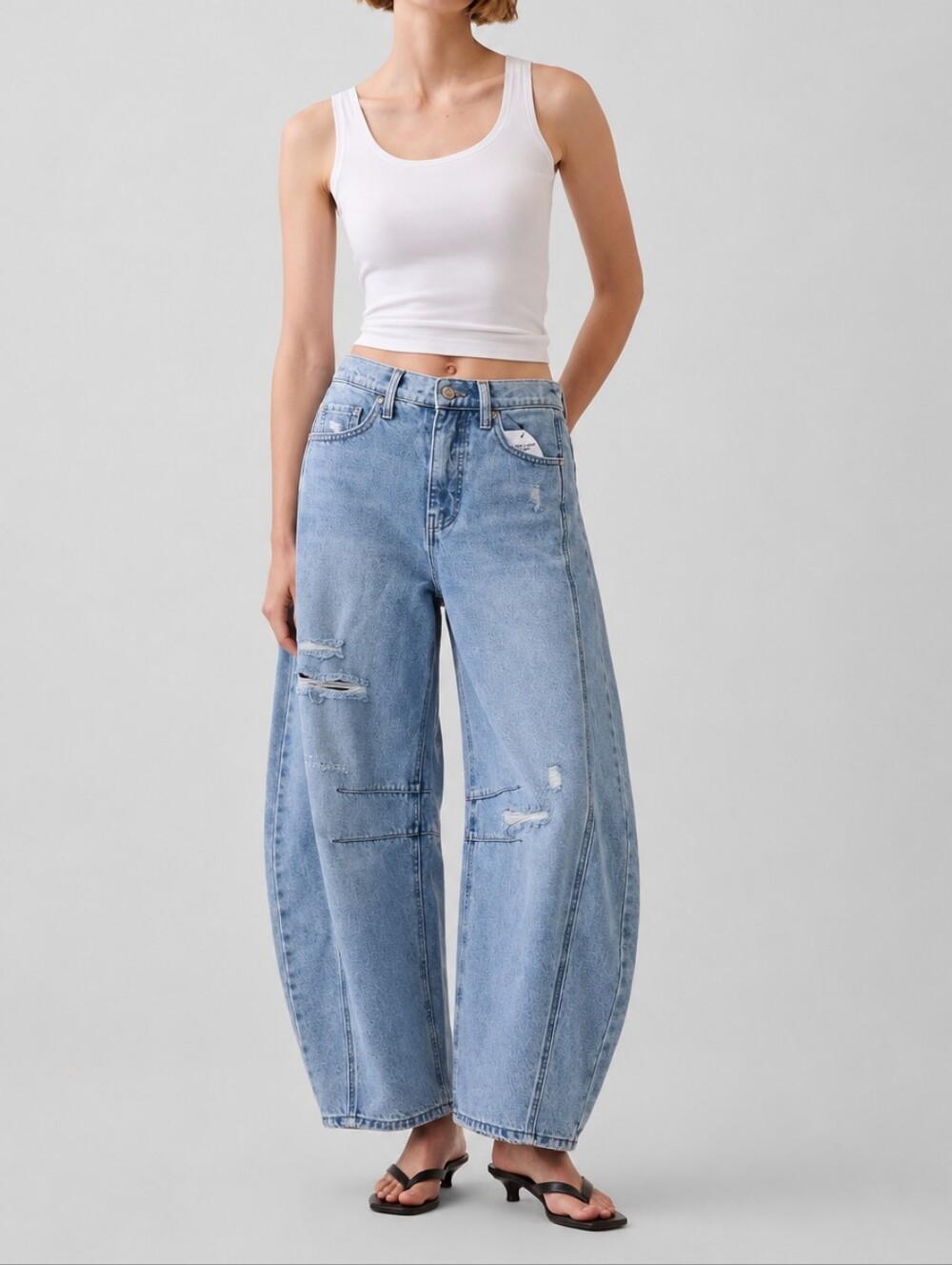 Scoop High Rise Baggy Barrel Ankle Blue Jeans Seamed – Size 4